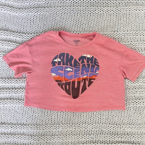 Old Navy Breathe ON Short-Sleeve Cropped Slub-Knit Performance T-Shirt for Girls - Picture 1 of 5